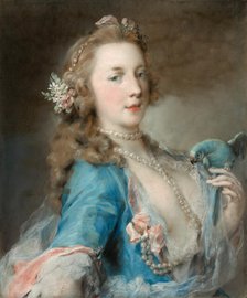 A Young Lady with a Parrot, c.1730. Creator: Rosalba Giovanna Carriera.