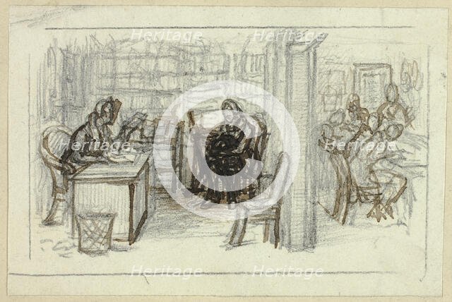 View of Library, n.d. Creator: George Cattermole.