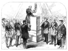 Lord Leigh laying the foundation-stone for the extension of the Queen's Hospital at Birmingham, 1871 Creator: Unknown.