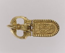 Gold Belt Buckle and Gold Strap End, Langobardic, ca. 600. Creator: Unknown.
