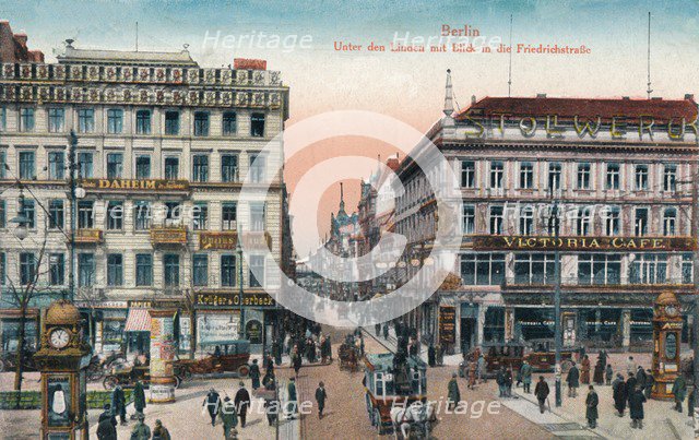 'Berlin - Unter den Linden mit Blick in die Friedrichstraße', c1900. Artist: Unknown.