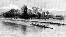 Oxford and Cambridge Universities’ Boat-Race - Cambridge crew at practice: last row on the Cam, 1890 Creator: Unknown.