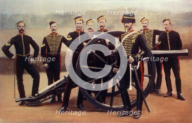 'Sergeants of the Royal Horse Artillery with a 12-Pounder', 1900. Creator: Gregory & Co.