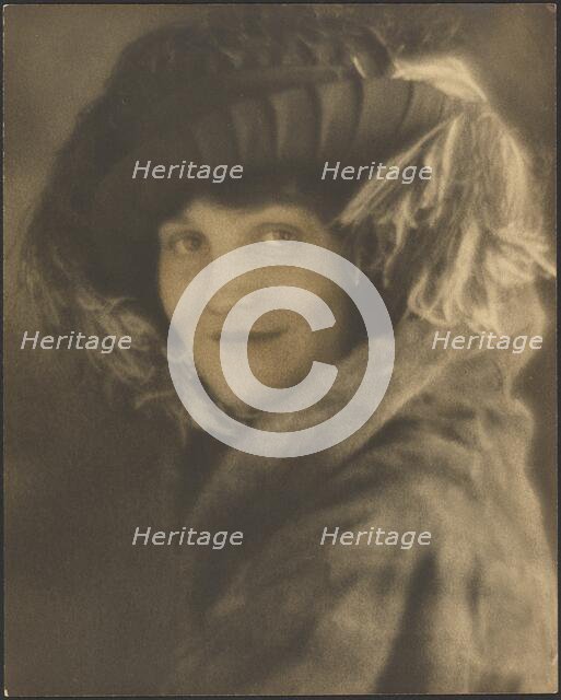 Portrait of a Woman in Hat with Feathers, 1907-1943. Creator: Louis Fleckenstein.