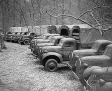 American Military Vehicles Lined up in the Woods Ready for the Opening of a Second Front, 1943-1944. Creator: British Pathe Ltd.