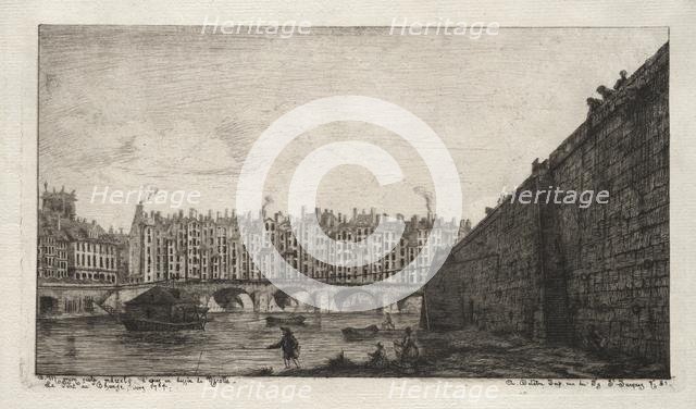 The Exchange Bridge, Paris, about 1784, 1855. Creator: Charles Meryon (French, 1821-1868).