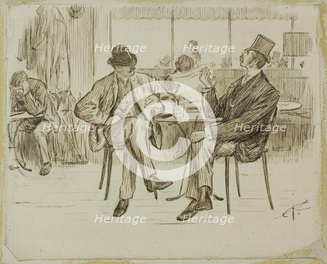 Café Scene, 1870/91. Creator: Charles Samuel Keene.