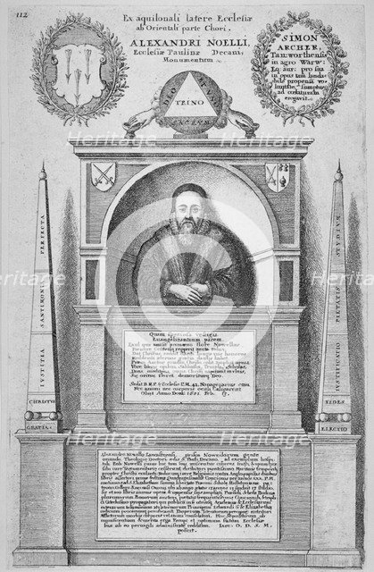 Monument of Alexander Noel in the old St Paul's Cathedral, City of London, 1656. Artist: Wenceslaus Hollar