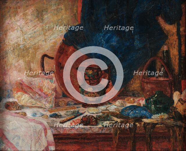 Shells and blue curtain, 1903. Creator: Ensor, James (1860-1949).