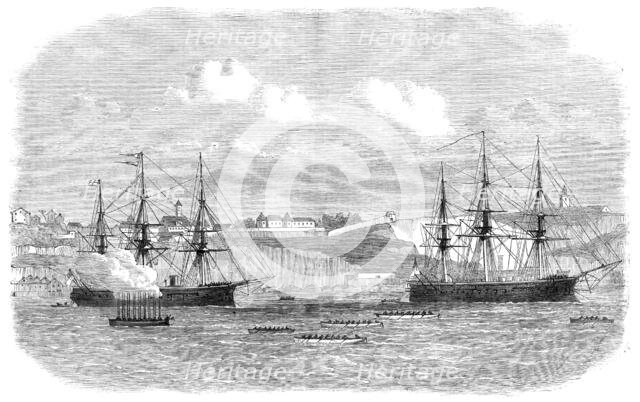 Regatta of boats of the Channel Fleet at Lisbon, 1869. Creator: Unknown.