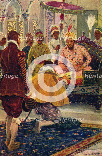 'Hawkins Presenting King James's Letter to the Great Mogul', 1608 (c1912). Artist: Unknown.