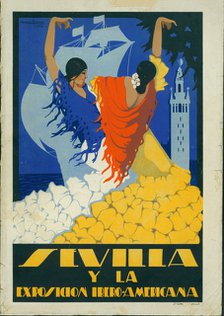 Poster published in the journal for the Ibero-American Exhibition of 1929-30, Seville. Drawing by…