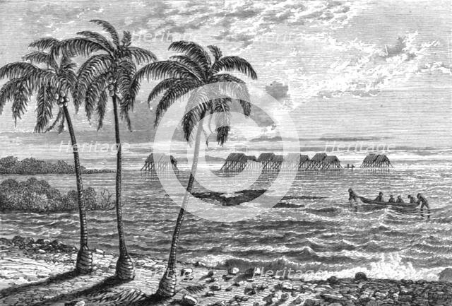 ''The village as seen from the shore; A Visit to the Guajiro Indians of Maracaibo, Venezuela', 1875. Creator: A Goering.