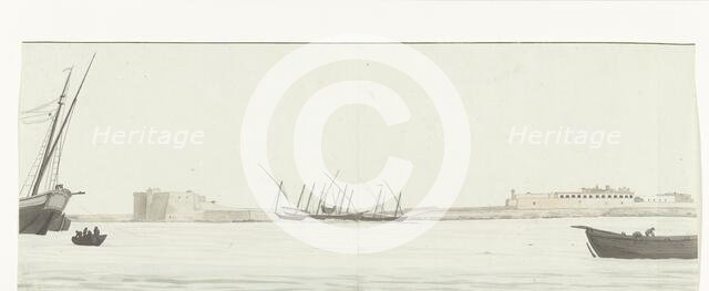View of the port of Trani from the water, 1778. Creator: Louis Ducros.