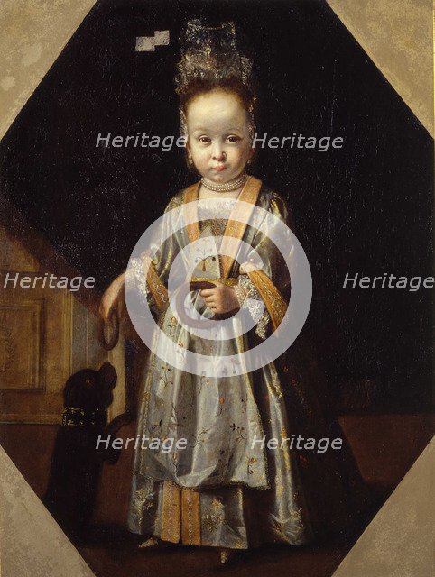 Portrait of little girl with puppy. Artist: Cittadini, Pierfrancesco (1616-1681)