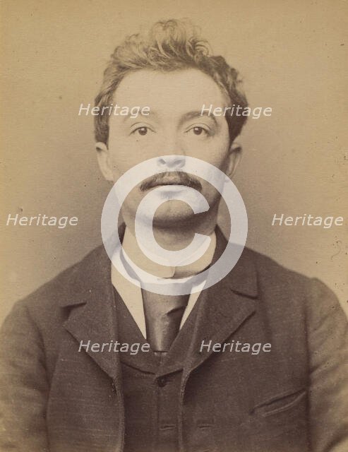 Theuriet. Jean Baptiste. 30 ans, né à Lyon. Gérant-coiffeur. Anarchiste. 2/3/94., 1894. Creator: Alphonse Bertillon.