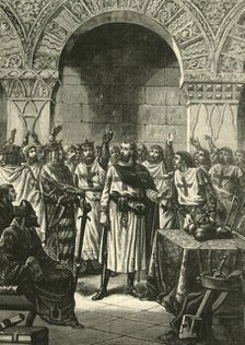 'Crusaders Proclaiming Godfrey of Bouillon King of Jerusalem', 1890.   Creator: Unknown.