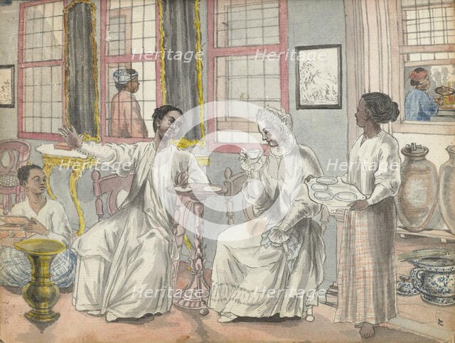 Tea party in a European house in Batavia, 1779-1785. Creator: Jan Brandes.
