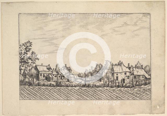 Farms, ploughed field in the foreground from Praediorum villarum et rusticarum casu..., ca. 1559-61. Creator: Johannes van Doetecum I.