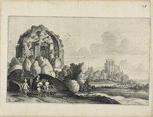 Travellers in Front of the Minerva Medica Temple in Rome, c. 1646. Creator: Jan van de Velde II.