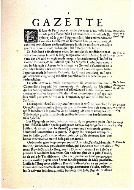 La Gazette (Gazette de France), 1631.