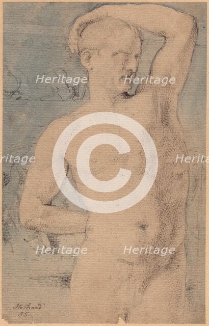 Half-length drawing of a male nude, (c1800?). Creator: Thomas Stothard.