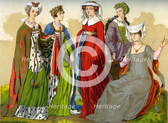 English noblewomen, 15th-16th century (1849).Artist: Edward May