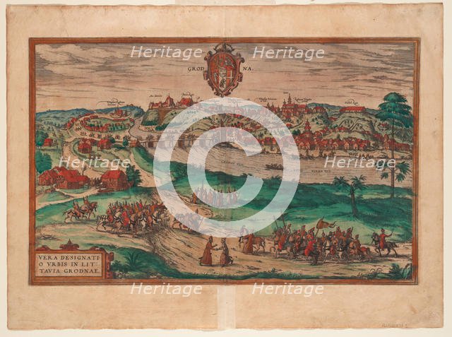 Grodno (From: Civitates orbis terrarium), 1577. Artist: Braun, Georg (1541-1622)