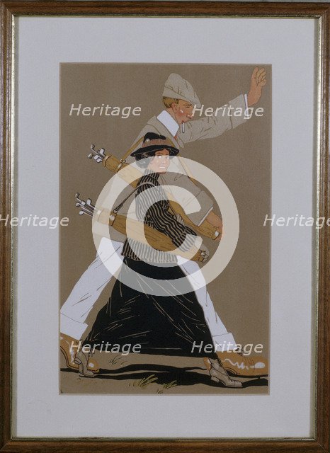 Art Deco print with golfing theme, Austria, c1920s. Artist: Unknown