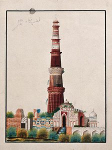 Delhi: The Qutab Minar, (between 1800 and 1899?). Creator: Unknown.