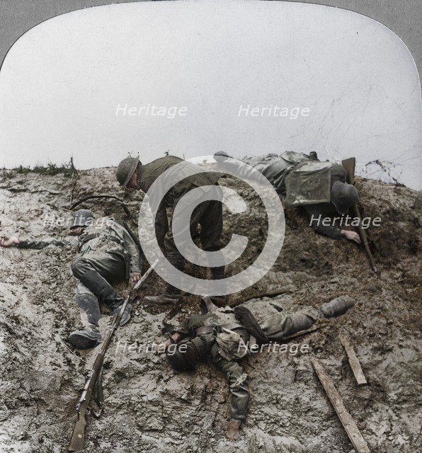 British casualties, Ypres salient, Belgium, World War I, 1915. Artist: Realistic Travels Publishers.