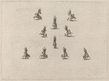 Ten Cavaliers with Large Plumed Helmets, 1652. Creator: Stefano della Bella.