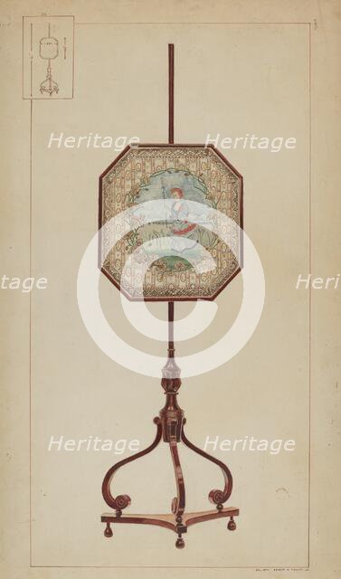 Embroidered Fire Screen, c. 1937. Creator: Ernest A Towers Jr.