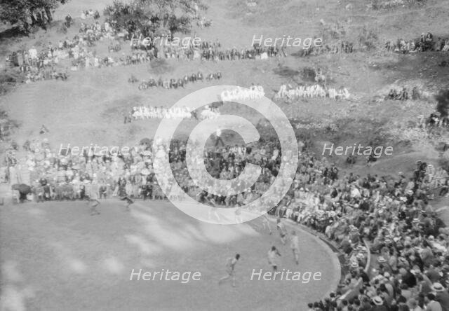 Kanellos dance group at ancient sites in Greece, 1929 Creator: Arnold Genthe.