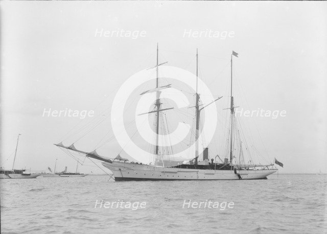 Unknown barquentine at anchor. Creator: Kirk & Sons of Cowes.