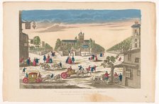 View of streets and a square with a church in the vicinity of the city of Leiden, 1700-1799. Creator: Anon.