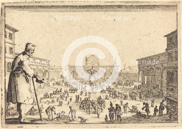 Piazza SS. Annunziata, Florence, c. 1617. Creator: Jacques Callot.