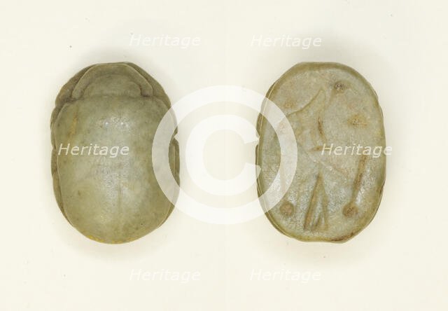 Scarab: Hieroglyphs (mwt-sign, nfr-signs, di-sign), Egypt, Third Intermediate Period-Late Period... Creator: Unknown.