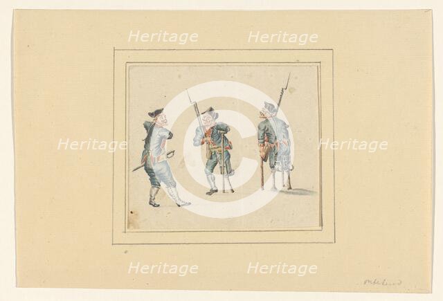 Three disabled soldiers, 1700-1800. Creator: Anon.