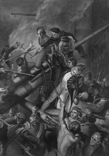 The death of Captain Faulknor, 1795 (c1857). Artist: J Rogers