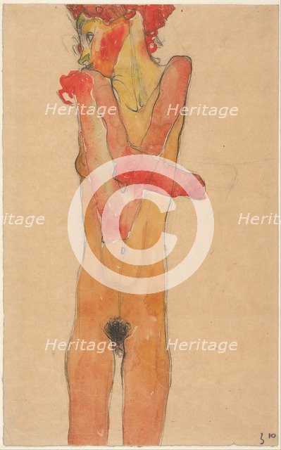 Nude Girl with Folded Arms, 1910. Artist: Schiele, Egon (1890–1918)