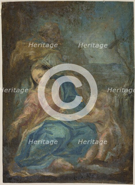 Rest on the Flight into Egypt (recto); Madonna of the Rosary (verso), n.d. Creator: Unknown.