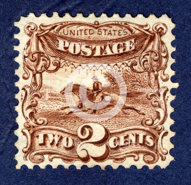 2c Post Rider and Horse G Grill single, 1869. Creator: National Bank Note Company.