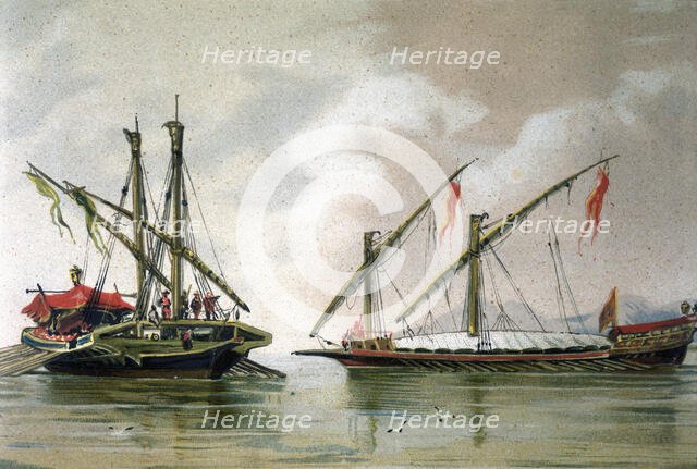 War galleys from 16th century, 1875. Creator: Unknown.