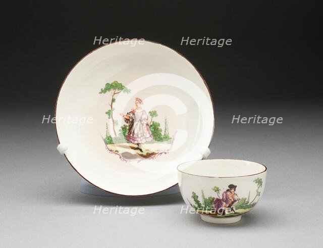 Tea Bowl and Saucer, Oudover, c. 1770. Creator: Weesp Porcelain Factory.