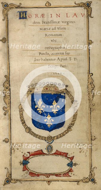 Frontispiece; Book of Hours, 1544. Creator: T. D..