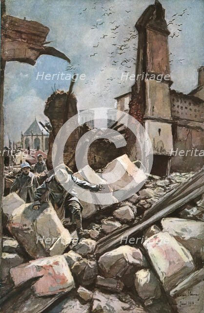 ''Sur les vieux remparts de Verdun (au fond, la Cathedrale)', 1916 (1924) Creator: Francois Flameng.