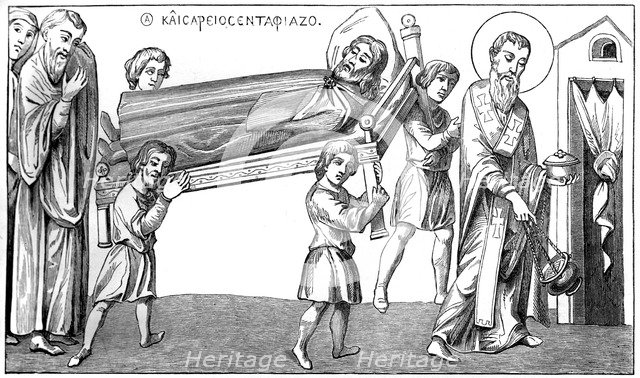 Funeral in St Césaire, 9th century (1849). Artist: Unknown