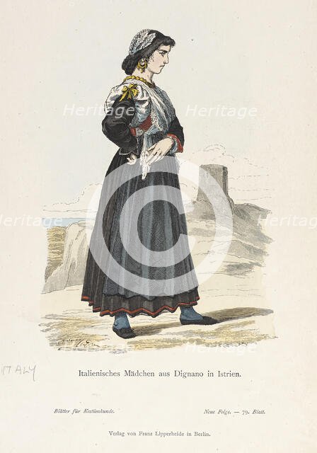 Costume Plate (Italienisches Madchen aus Dignano in Istrien), 19th century. Creator: Unknown.