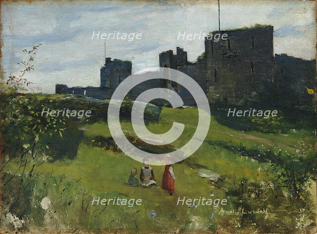 Landscape from Gotland (at city wall in Visby), 1888. Creator: Amelie Lundahl.